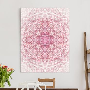 Impression sur toile - Mandala WaterColours Sun Ornament Light Pink