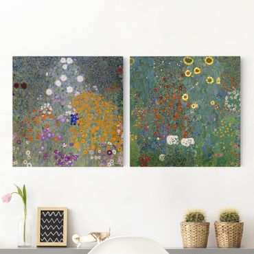 Impression sur toile 2 parties - Gustav Klimt - The Green Garden