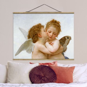 Tableau en tissu avec porte-affiche - William Adolphe Bouguereau - The First Kiss