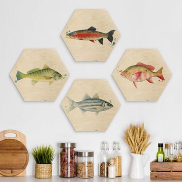 Hexagone en bois - Ink Trap - Fish Set I