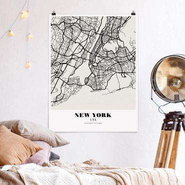 Poster cartes de villes, pays & monde - New York City Map - Classic