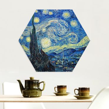 Hexagone en alu Dibond - Vincent Van Gogh - The Starry Night