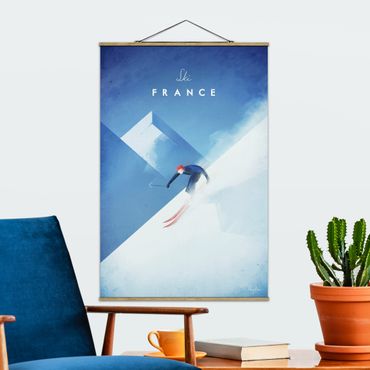 Tableau en tissu avec porte-affiche - Travel Poster - Ski In France