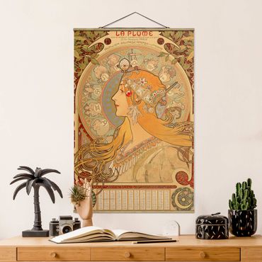 Tableau en tissu avec porte-affiche - Alfons Mucha - Zodiac