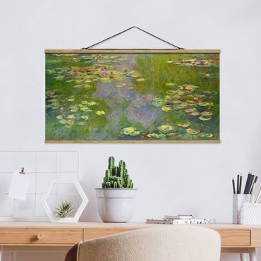 Tableau en tissu avec porte-affiche - Claude Monet - Green Waterlilies