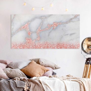 Impression sur toile - Marble Look With Pink Confetti