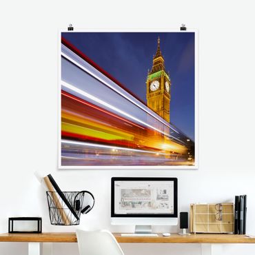 Poster - Traffic in London at the Big Ben at night