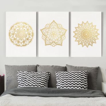 Impression sur toile - Mandala Flower Sun Illustration Set Gold