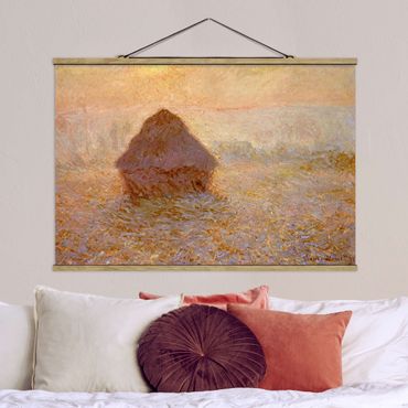 Tableau en tissu avec porte-affiche - Claude Monet - Haystack In The Mist