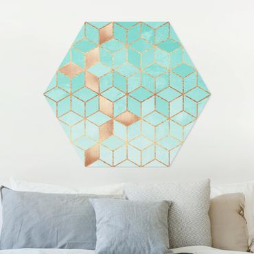 Hexagone en forex - Turquoise White Golden Geometry