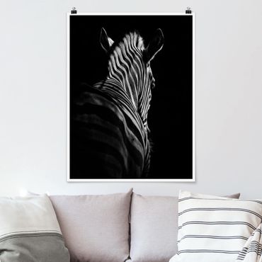 Poster animaux - Dark Zebra Silhouette