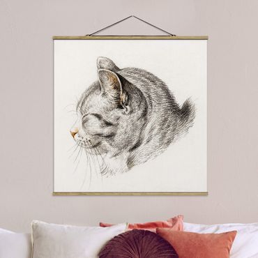 Tableau en tissu avec porte-affiche - Vintage Drawing Cat III