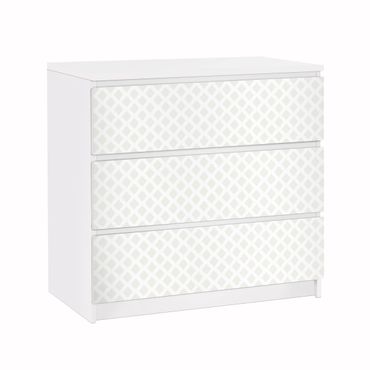 Papier adhésif pour meuble IKEA - Malm commode 3x tiroirs - Diamond Grid Light Beige