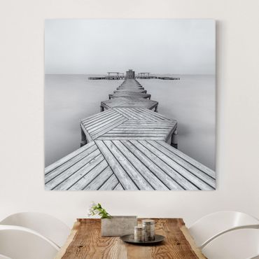Impression sur toile - Wooden Pier In Black And White