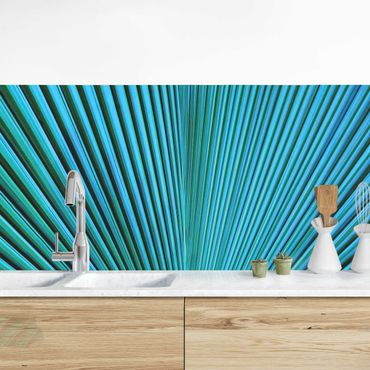Revêtement mural cuisine - Tropical Plants Palm Leaf In Turquoise II