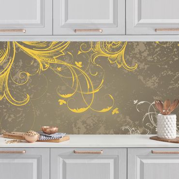 Revêtement mural cuisine - Flourishes In Gold And Silver