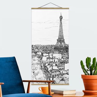 Tableau en tissu avec porte-affiche - City Study - Paris