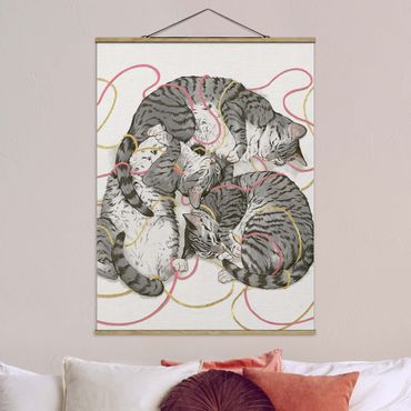 Tableau en tissu avec porte-affiche - Illustration Grey Cat Painting