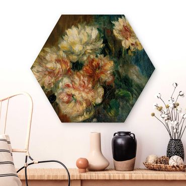 Hexagone en bois - Auguste Renoir - Vase of Peonies