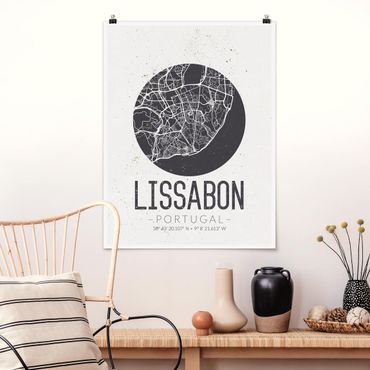 Poster cartes de villes, pays & monde - Lisbon City Map - Retro