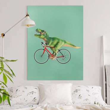 Tableau sur toile - Dinosaur With Bicycle