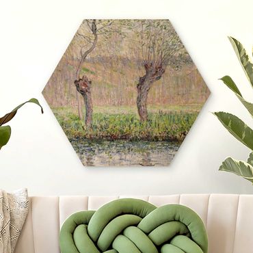 Hexagone en bois - Claude Monet - Willow Trees Spring
