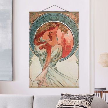 Tableau en tissu avec porte-affiche - Alfons Mucha - Four Arts - Poetry