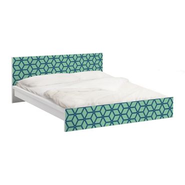 Papier adhésif pour meuble IKEA - Malm lit 160x200cm - Cube pattern Green