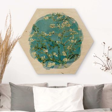 Hexagone en bois - WaterColours - Vincent Van Gogh - Almond Blossom