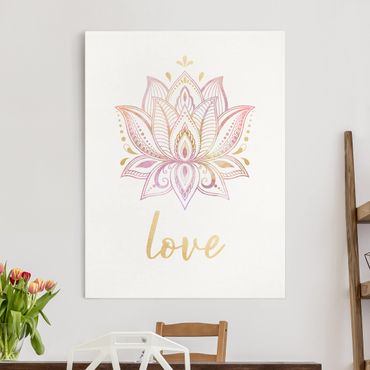 Impression sur toile - Lotus Illustration Love Gold Light Pink