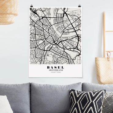 Poster cartes de villes, pays & monde - Basel City Map - Classic