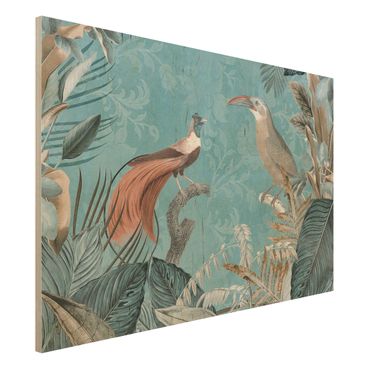 Impression sur bois - Vintage Collage - Birds Of Paradise
