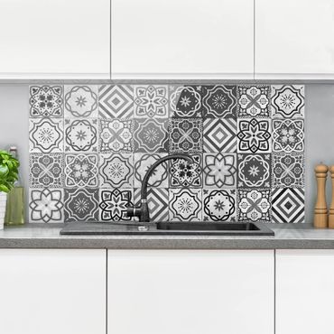 Fond de hotte - Mediterranean Tile Pattern Grayscale