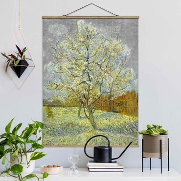Tableau en tissu avec porte-affiche - Vincent van Gogh - Flowering Peach Tree