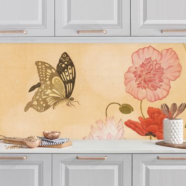 Revêtement mural cuisine - Yuanyu Ma - Poppy Flower And Butterfly