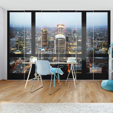 Set de panneaux coulissants - Window view illuminated skyline of London