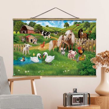 Tableau en tissu avec porte-affiche - Animal Club International - The Animals On The Farm
