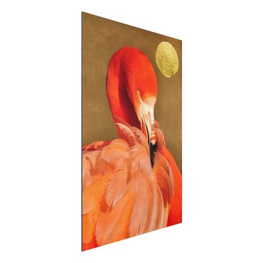 Tableau en alu Dibond - Golden Moon With Flamingo