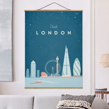 Tableau en tissu avec porte-affiche - Travel Poster - London