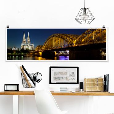 Poster panoramique architecture & skyline - Cologne At Night