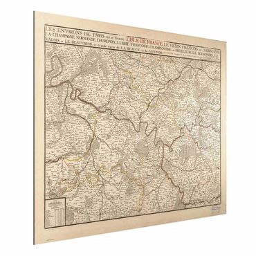 Tableau sur aluminium - Vintage Map France
