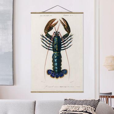 Tableau en tissu avec porte-affiche - Vintage Board Blue Lobster