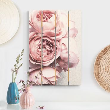 Impression sur bois - Light Pink Peony Flowers Shabby Pastel