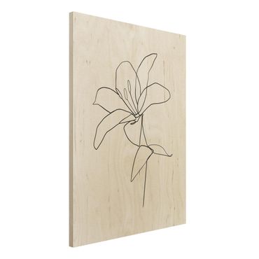 Impression sur bois - Line Art Flower Black White