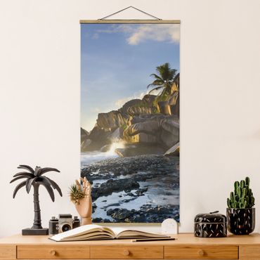 Tableau en tissu avec porte-affiche - Sunset On The Island Paradise