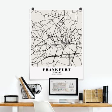 Poster cartes de villes, pays & monde - Frankfurt City City Map - Classical