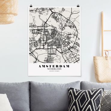 Poster cartes de villes, pays & monde - Amsterdam City Map - Classic