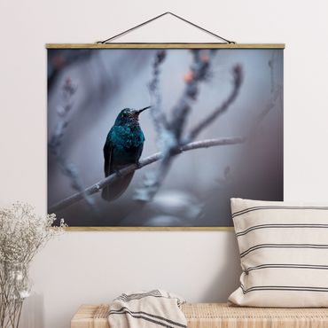 Tableau en tissu avec porte-affiche - Hummingbird In Winter