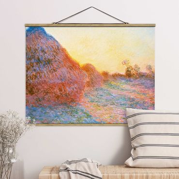 Tableau en tissu avec porte-affiche - Claude Monet - Haystack In Sunlight