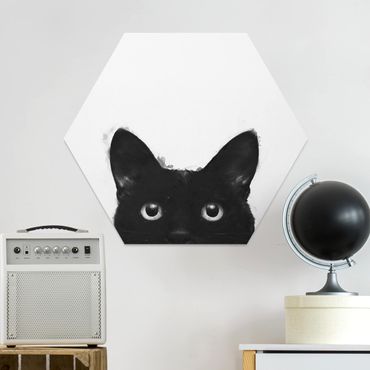 Hexagone en forex - Illustration Black Cat On White Painting